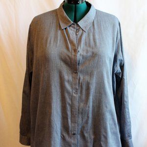 Eileen Fisher Chambray double button down oxford shirt